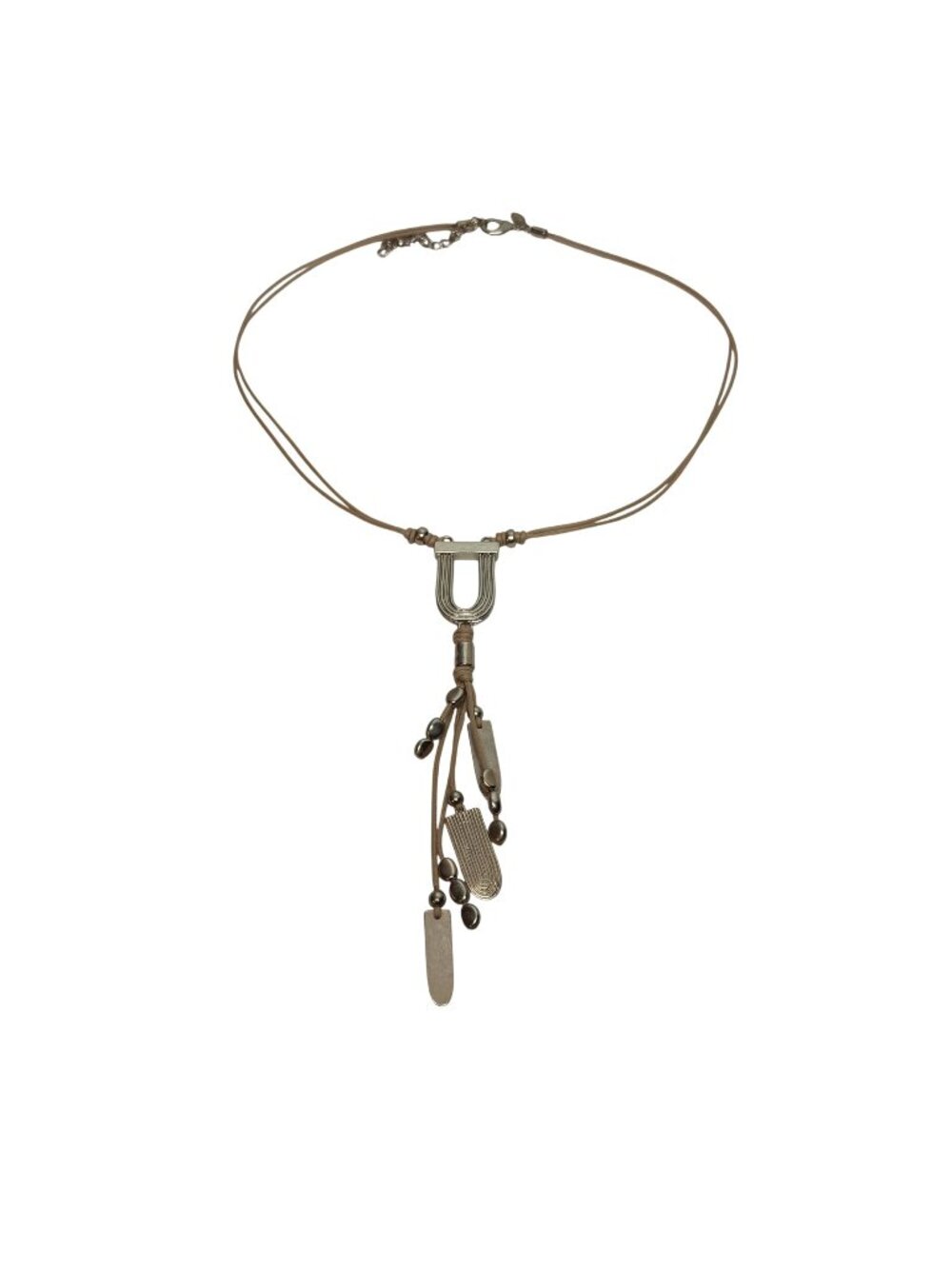 Chicos Gold Tone Tassel Pendant Necklace Long Chain Boho Statement Jewelry
